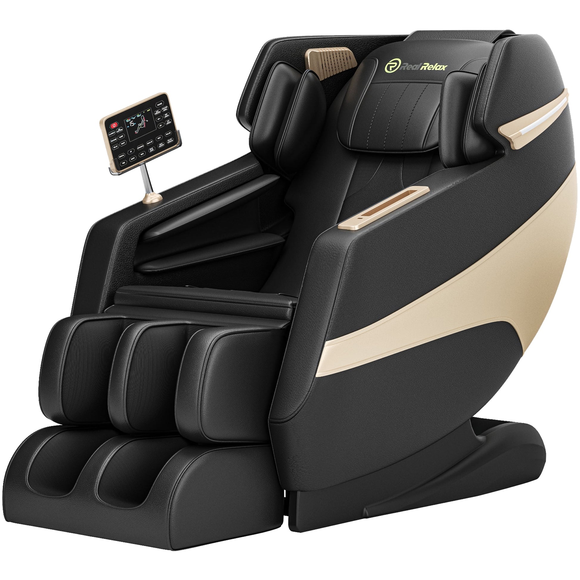 Real Relax 3D Massage Chair, Full Body Zero Gravity Recliner with SL Track, Yoga Stretching, Foot Rollers, Bluetooth, Heating, Black