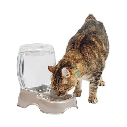 Petmate Pet Café Gravity Waterer Plastic Water Bowl Dispenser Station, for Cats and Dogs, 0.75 gal, Pearl Tan