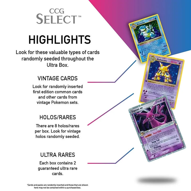 Ultra Box | 100 Cards | 2 Guaranteed Ultra Rares | Plus 8 Holos or Rare Cards | Compatible with Pokemon Cards