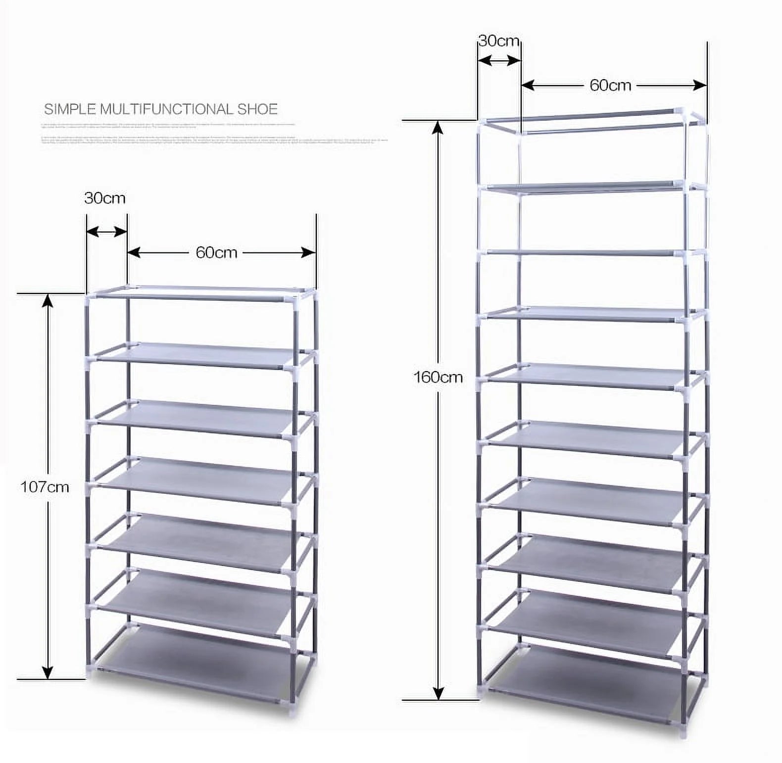 Zimtown 10 Tiers Shoe Rack with Dustproof Cover Closet Shoe Storage Cabinet Organizer