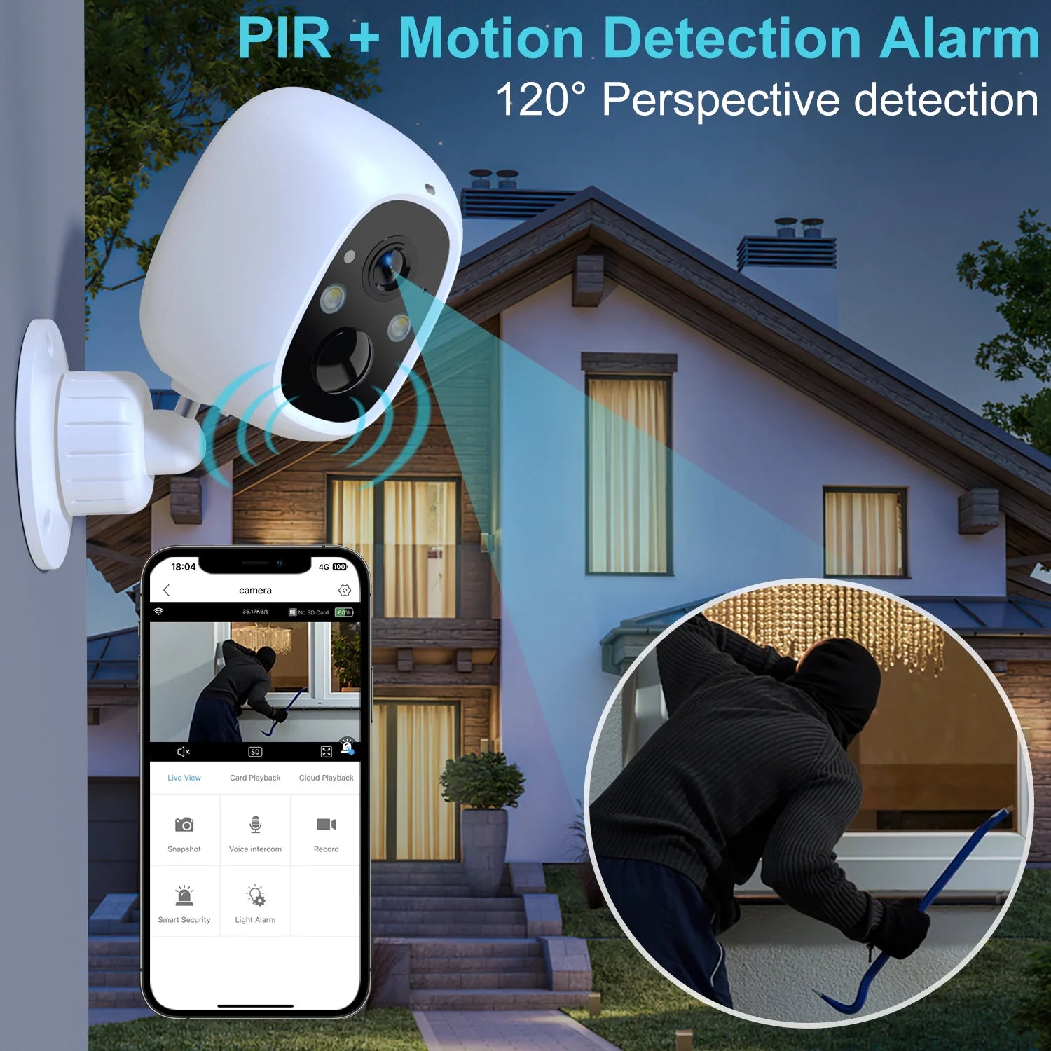 TOPVISION Wireless 2K Outdoor Surveillance Camera with Night Vision, PIR Motion Sensor, 2 Way Audio, 2.4G Wifi,White