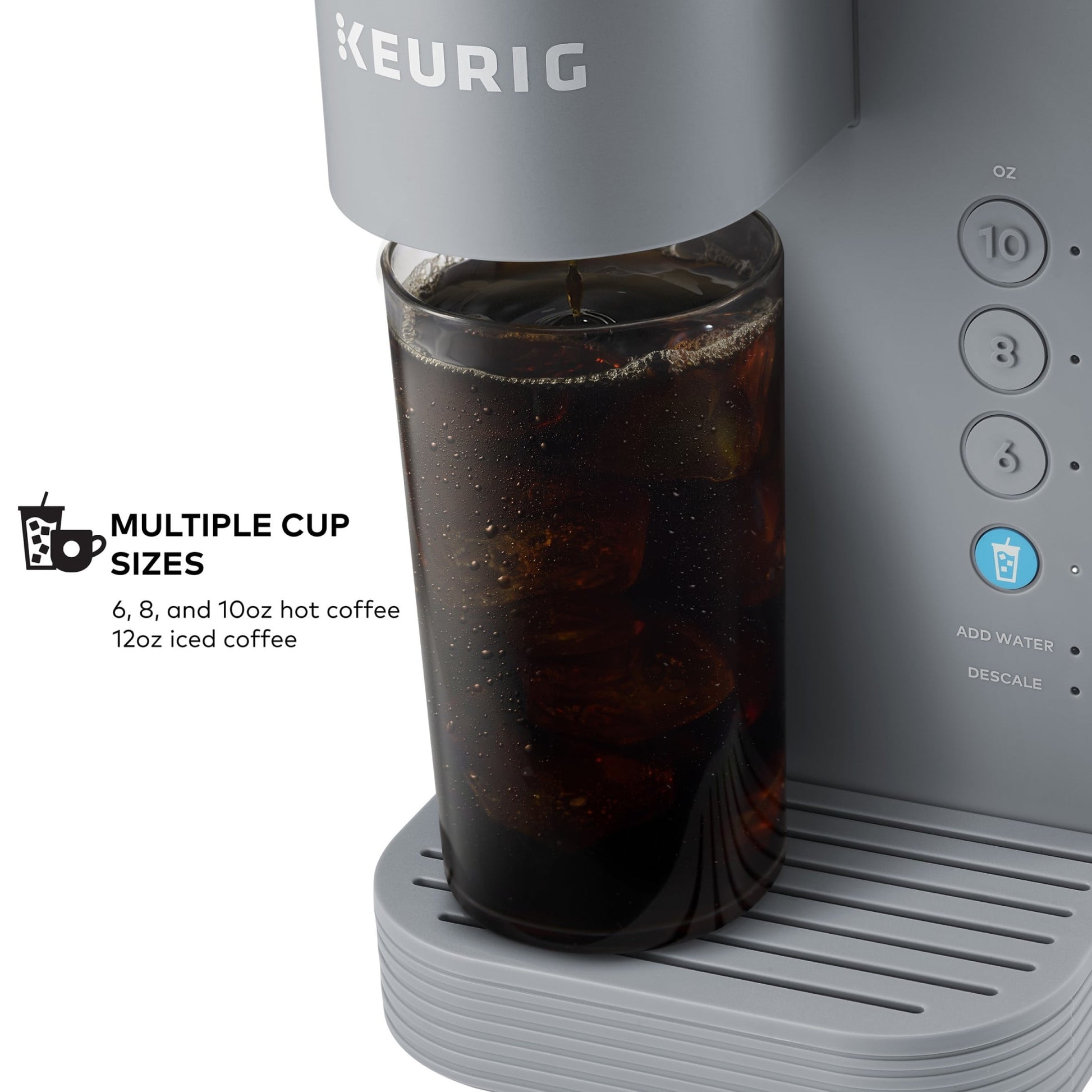 Keurig K-Iced Essentials, Gray Iced and Hot Single-Serve K-Cup Pod Coffee Maker, reusable tumbler included