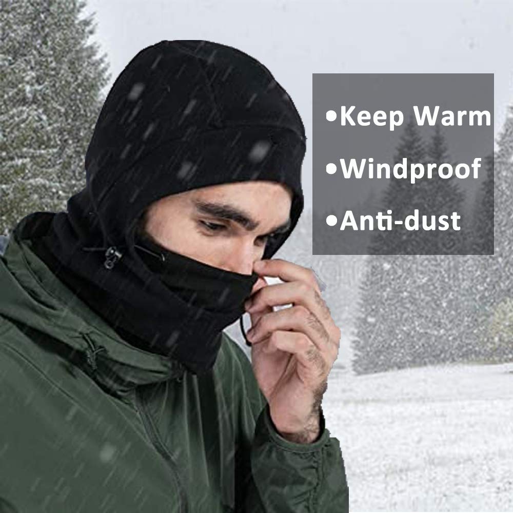 Balaclava Ski Mask 2 Pcs - Windproof Warmer Fleece Adjustable Winter Mask for Men Women