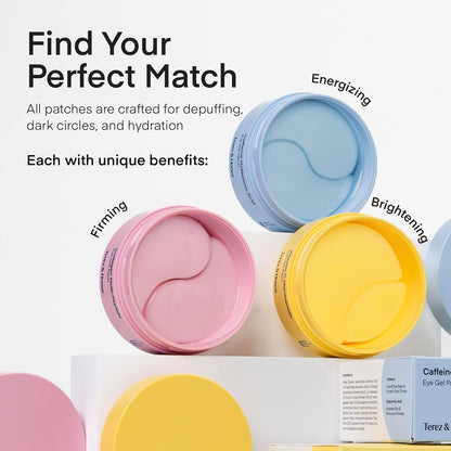 Terez & Honor Under Eye Patches for Dark Circles - 60 Korean Hydrogel Masks for Puffiness, Bags, Wrinkle with Caffeine, Hyaluronic Acid, Niacinamide - Undereye Hydrating & Cooling, Vegan, No Fragrance