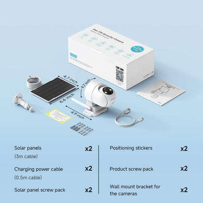 Oculview 2K Solar Security Cameras Wireless Outdoor, 2PCS Outdoor Camera Wireless with 360° View, Cameras for Home Security with Color Night Vision/2-Way Audio, 2.4GHz Wi-Fi Only