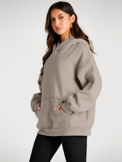 Trendy Queen Womens Oversized Hoodies Fleece Sweatshirts Long Sleeve Sweaters Pullover Fall Outfits Winter Clothes Coffee Grey M