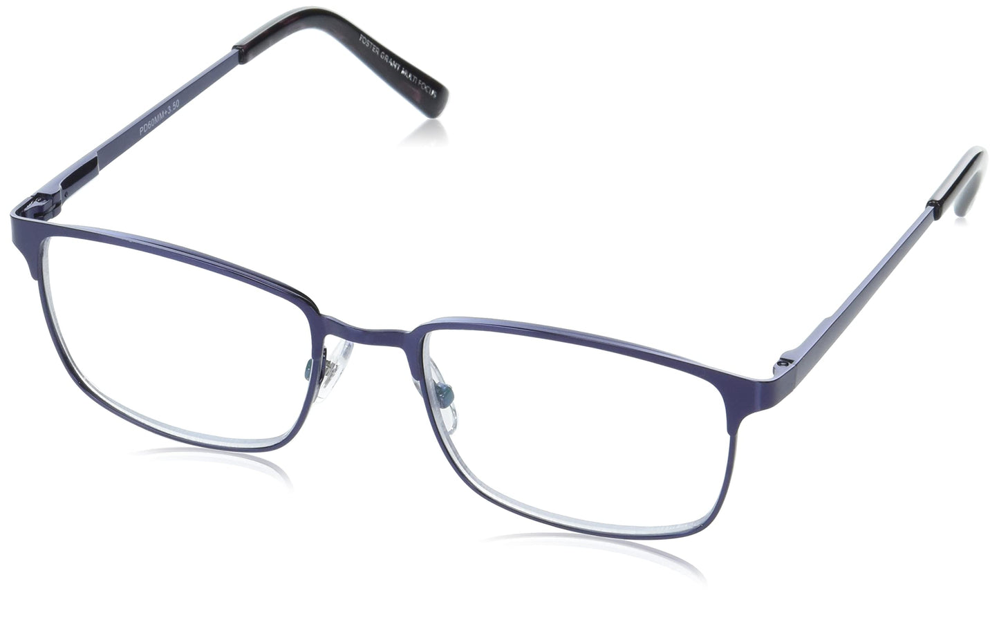 Foster Grant Men's Braydon Multifocus Rectangular Reading Glasses, Matte Navy Blue/Transparent, 54 mm + 2.75