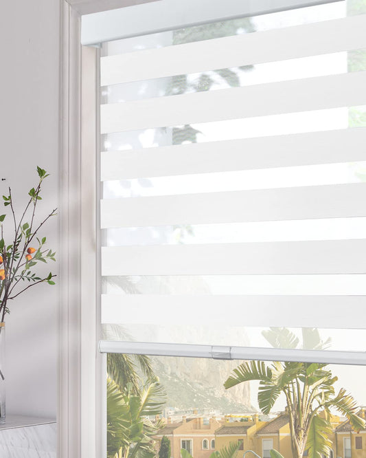 Persilux Cordless Zebra Blinds for Windows (39" W x 72" H, White) Light Filtering Zebra Shades for Indoor Windows, Sheer Shades Thermal Insulated Blinds with Upgraded Cassette, Window Shades for Home