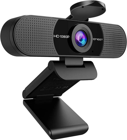 EMEET 1080P Webcam with Microphone, C960 Web Camera, 2 Mics, 90° FOV, USB Type-A & A-to-C Adapter, Plug&Play Computer Camera for Online Calling/Conferencing, Zoom/Skype/Facetime/YouTube, 2025 Version