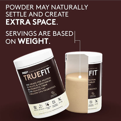TrueFit High Fiber Protein Powder, Grass-Fed Whey Meal Replacement Shake with Prebiotics, Probiotics, & Organic Superfoods, Keto Friendly, Gluten Free