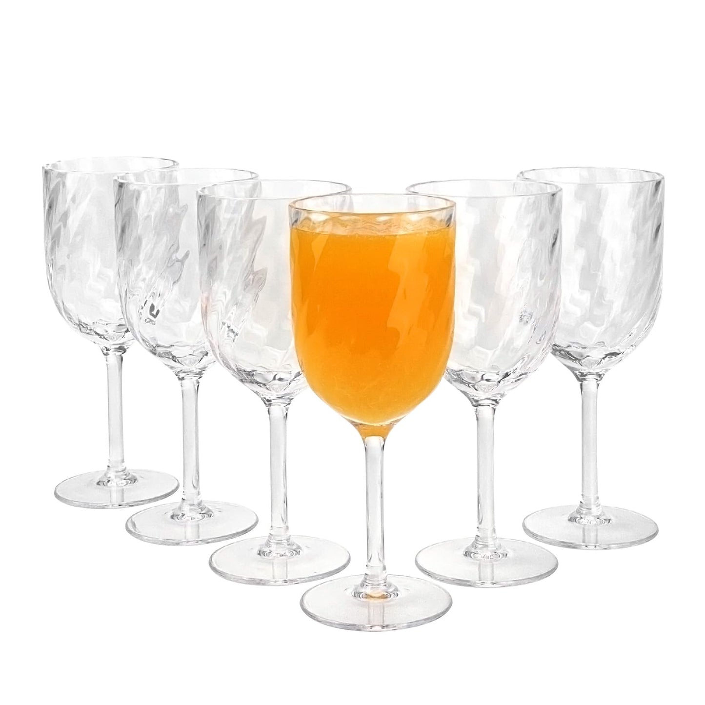 Yalin Set of 6 Unbreakable 12 oz Acrylic Plastic Wine and Water Tumbler Stackable Goblets. (Clear, 15 oz)