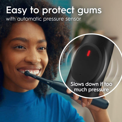 Oral-B iO Simple Clean Rechargeable Electric Powered Toothbrush, Night Black with 1 Gentle Care Brush Head and 1 Black Travel Case - Automatic Pressure Sensor to Protect Gums - 3 Modes - 2 Min Timer