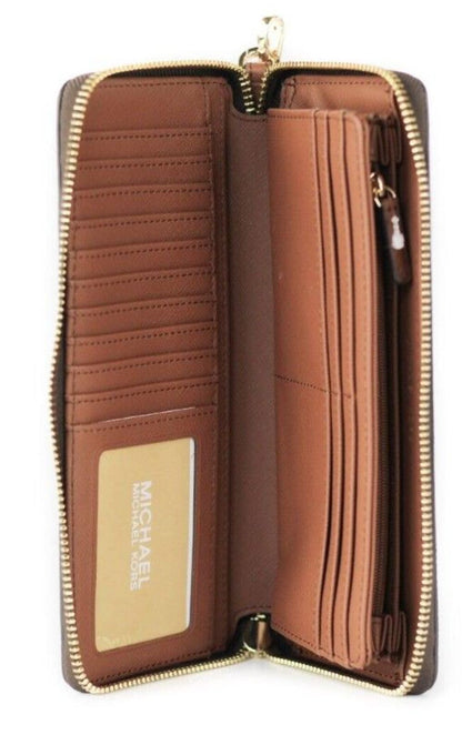 Michael Kors Women's Zip Around, Brown 2019, Large Sized Purse Wallet