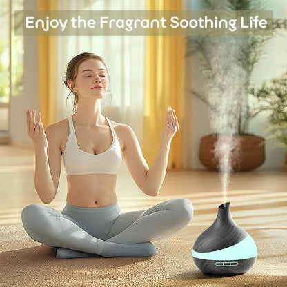 HJTHJT 500ML Essential Oil Diffuser: Aroma Diffuser with Remote Control for Hotel Spa Yoga Room - Humidifier with 14 Colors LED Night Light for Bedroom Home Relaxation (Ink Black)