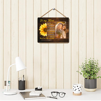 OTINGQD Mom Picture Frame,Mom Gift from Daughter,Birthday Day Gift for Mom from Daughter,You are the World Sign Sunflower Photo Frame Gift for Mom Chirstmas Mother's Day,Great Mom Gift