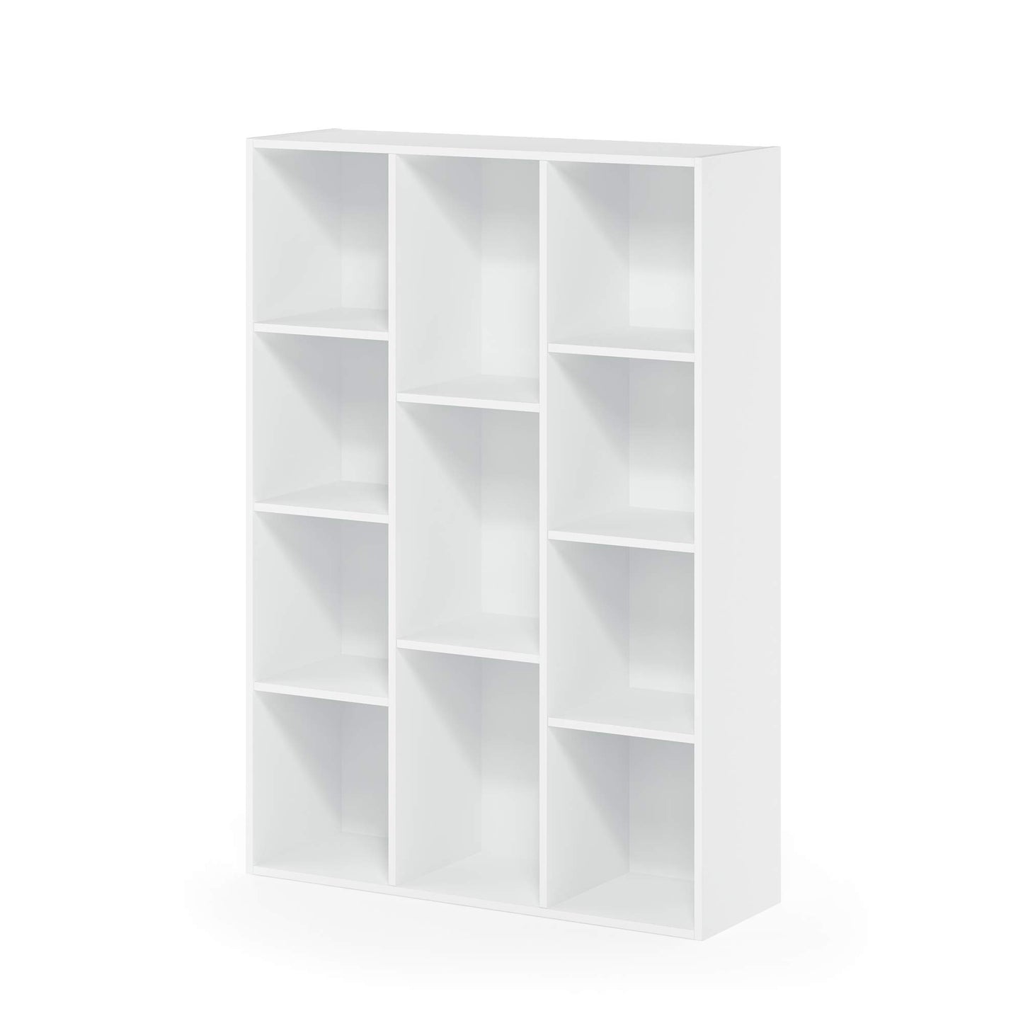 Furinno LUDER Book Shelf, 11-Cube Bookshelf, Reversible Bookcase, 9.4 x 29.1 x 41.7, for Living Room, Bedroom, Home Office, White