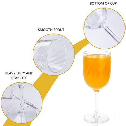 Yalin Set of 6 Unbreakable 12 oz Acrylic Plastic Wine and Water Tumbler Stackable Goblets. (Clear, 15 oz)