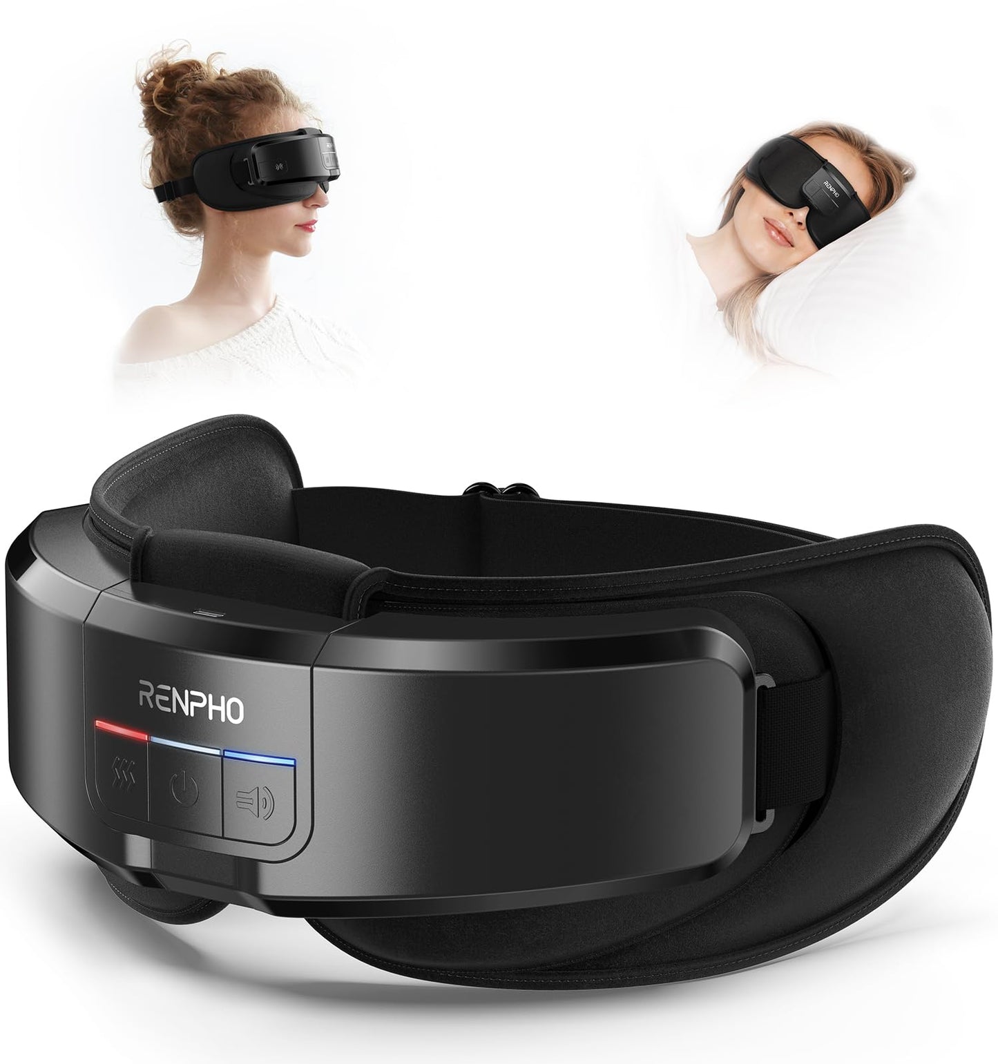 RENPHO Eyeris Shift Eye Massager for Migraines [2025 Upgraded], Heated Eye Massager & Sleep Mask for Relaxation, Birthday Gifts for Women/Men/Mom/Dad, Music Temple Fack Mask Massager, Improve Sleep