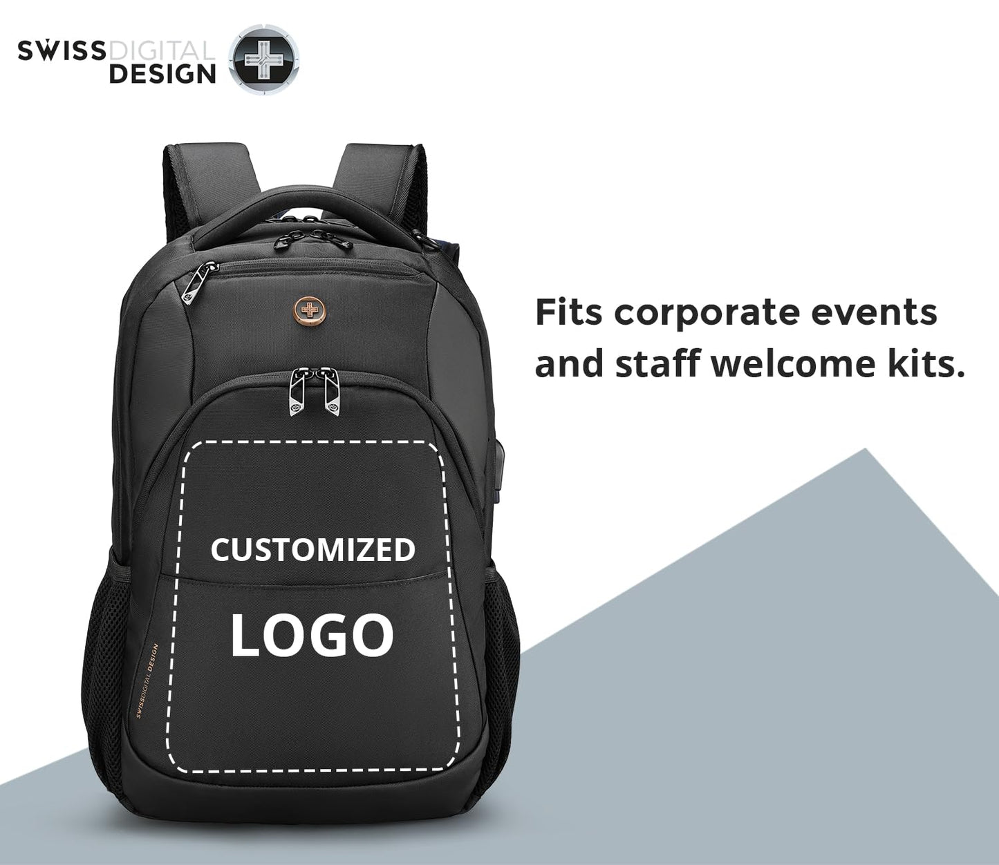 Swissdigital Design Travel Laptop Backpack, College Laptops Backpack with USB Charging Port for Men and Women Fits 16 Inch Notebook, Black | ANDWIL