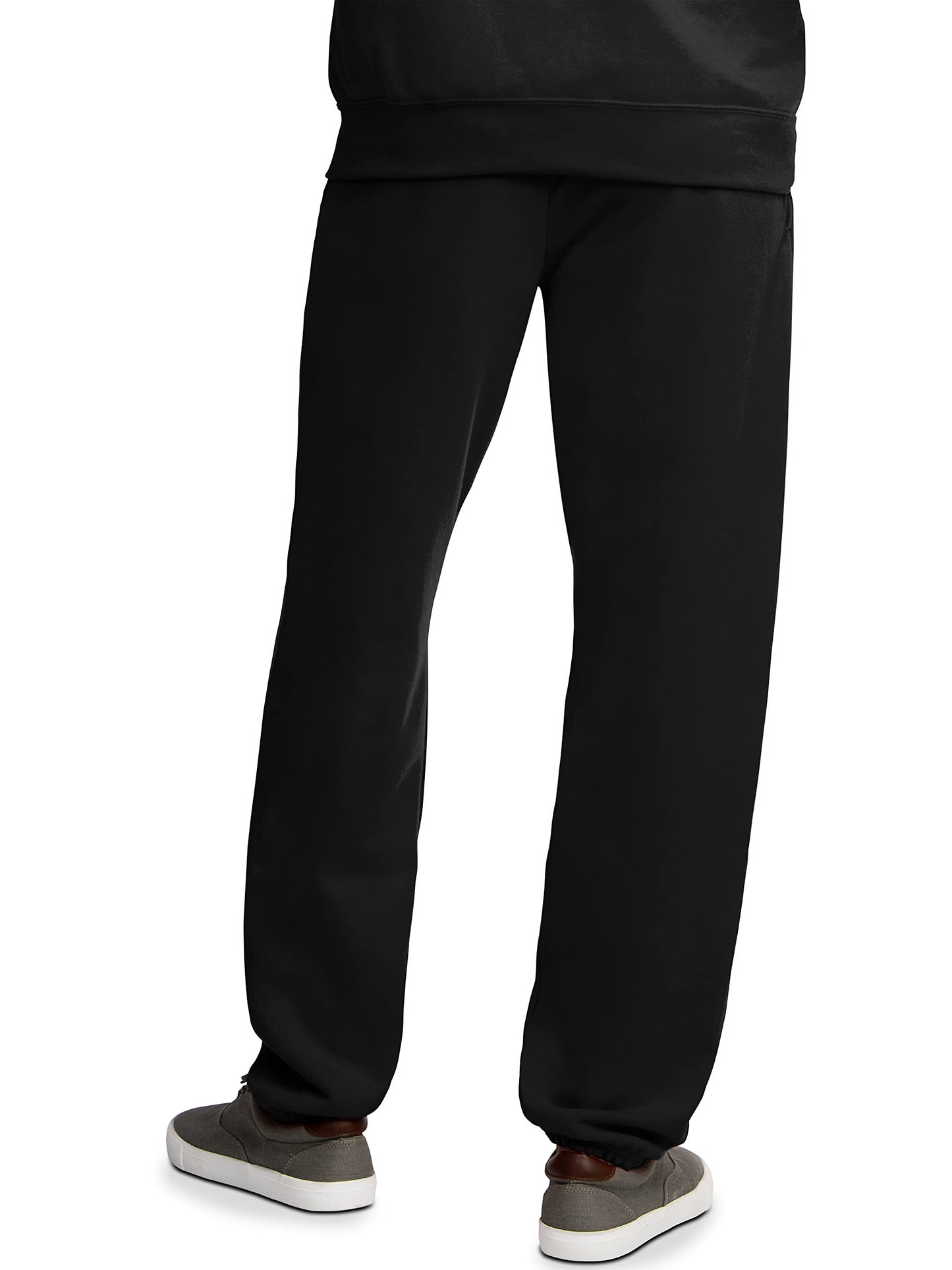 Fruit Of The Loom Mens Eversoft Fleece Elastic Bottom With Pockets, Relaxed Fit, Moisture Wicking, Breathable Sweatpants, Black, Large US