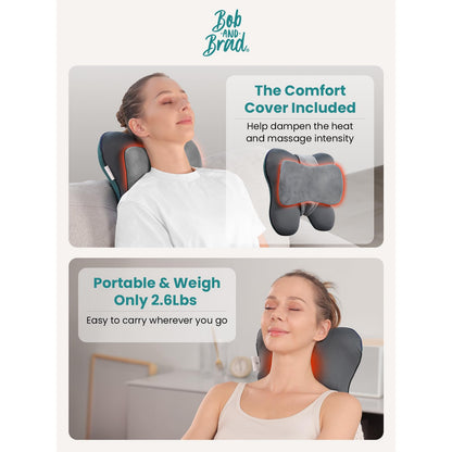 BOB AND BRAD Back Massager with Heat FSA HSA Eligible, EZBack Corded Neck Massager for Pain Relief Deep Tissue, Shiatsu Back Shoulder and Neck Massage Pillow, Full Body Use, Ideal Gifts for Women Men