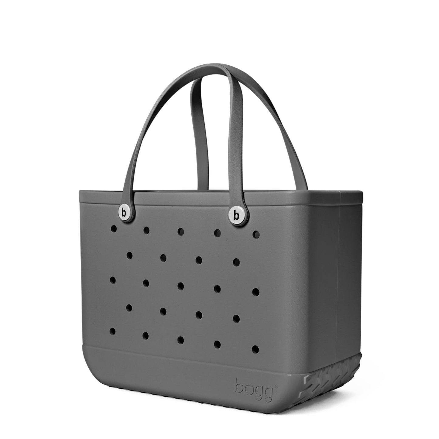 BOGG BAG - Original, Large Tote - Fogg, White Buttons - 19in L x 9in W x 14in H - Beach, Pool, Boat, Sports - All Purpose EVA - Lightweight, Washable, Durable