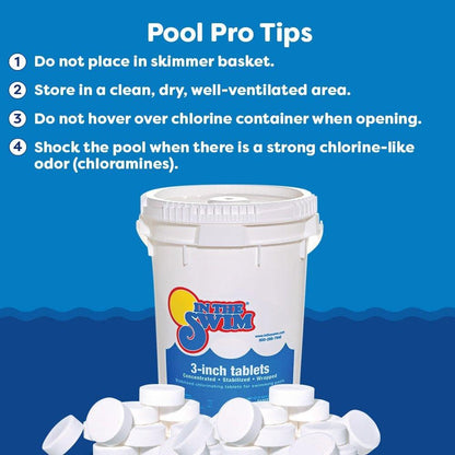 In The Swim 3 Inch Stabilized Chlorine Tablets for Sanitizing Swimming Pools - Individually Wrapped, Slow Dissolving - 90% Available Chlorine - Tri-Chlor - 10 Pounds