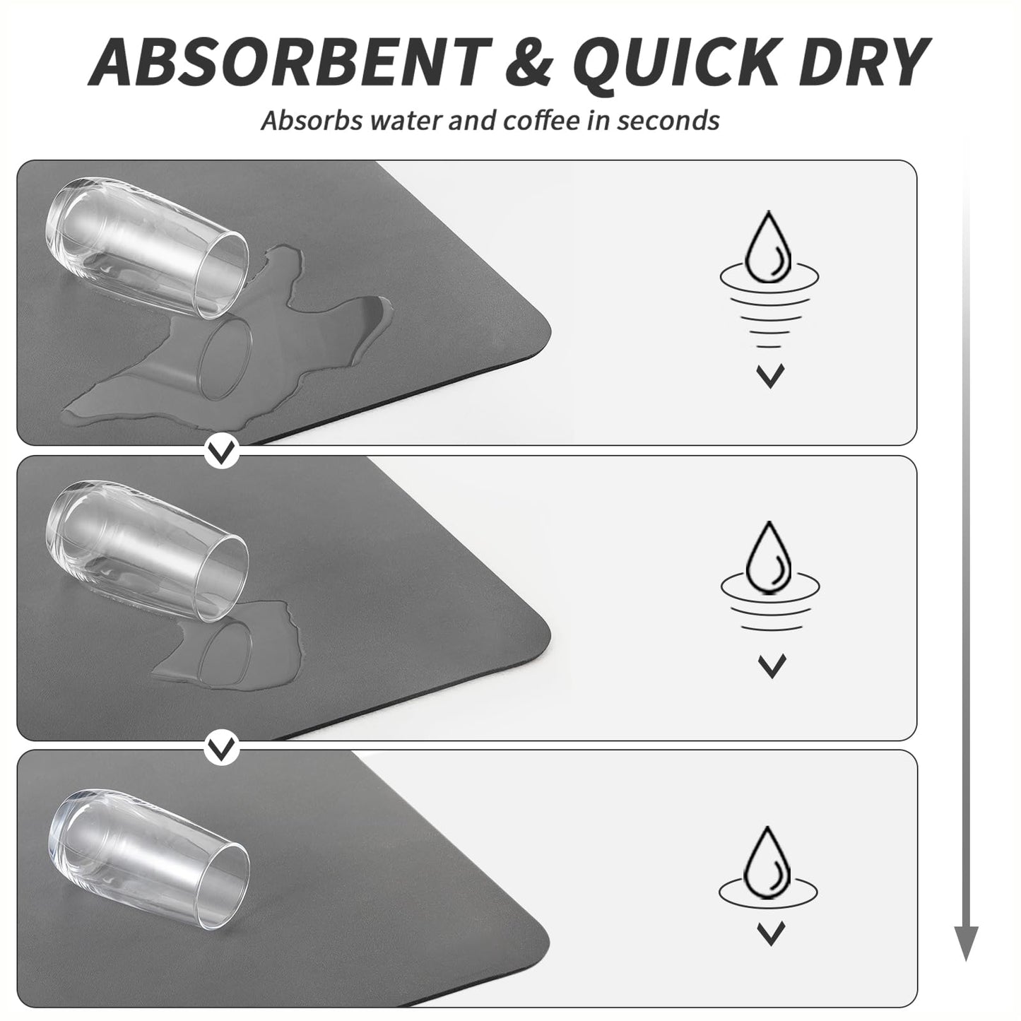 HotLive Coffee Mat - Absorbent Hide Stain Rubber Backed Dish Drying Mat for Kitchen Counter - Bar Mats for Countertops Accessories Fit Under Coffee Maker Espresso Machine