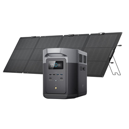 EF ECOFLOW Solar Generator DELTA 2 Max 2048Wh with 220W Solar Panel, LiFePO4 Battery Portable Power Station, Up to 3400W AC Output, AC + Solar Fast Dual Charging 0-100% in 1 Hr For Outdoor Camping RV