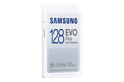 SAMSUNG EVO Plus Full Size 128 GB SDXC Card 130MB/s Full HD & 4K UHD, UHS-I, U3, V30 (MB-SC128K/AM)