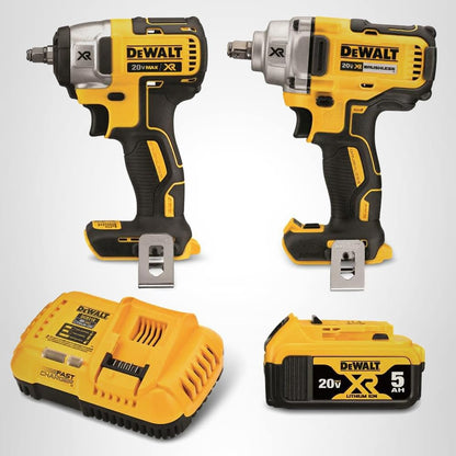 DEWALT 20V MAX Impact Wrench, Cordless 2-Tool Combo Kit, 1/2-Inch Mid-Range and 3/8-inch Compact with 5ah Battery and Charger (DCK205P1)