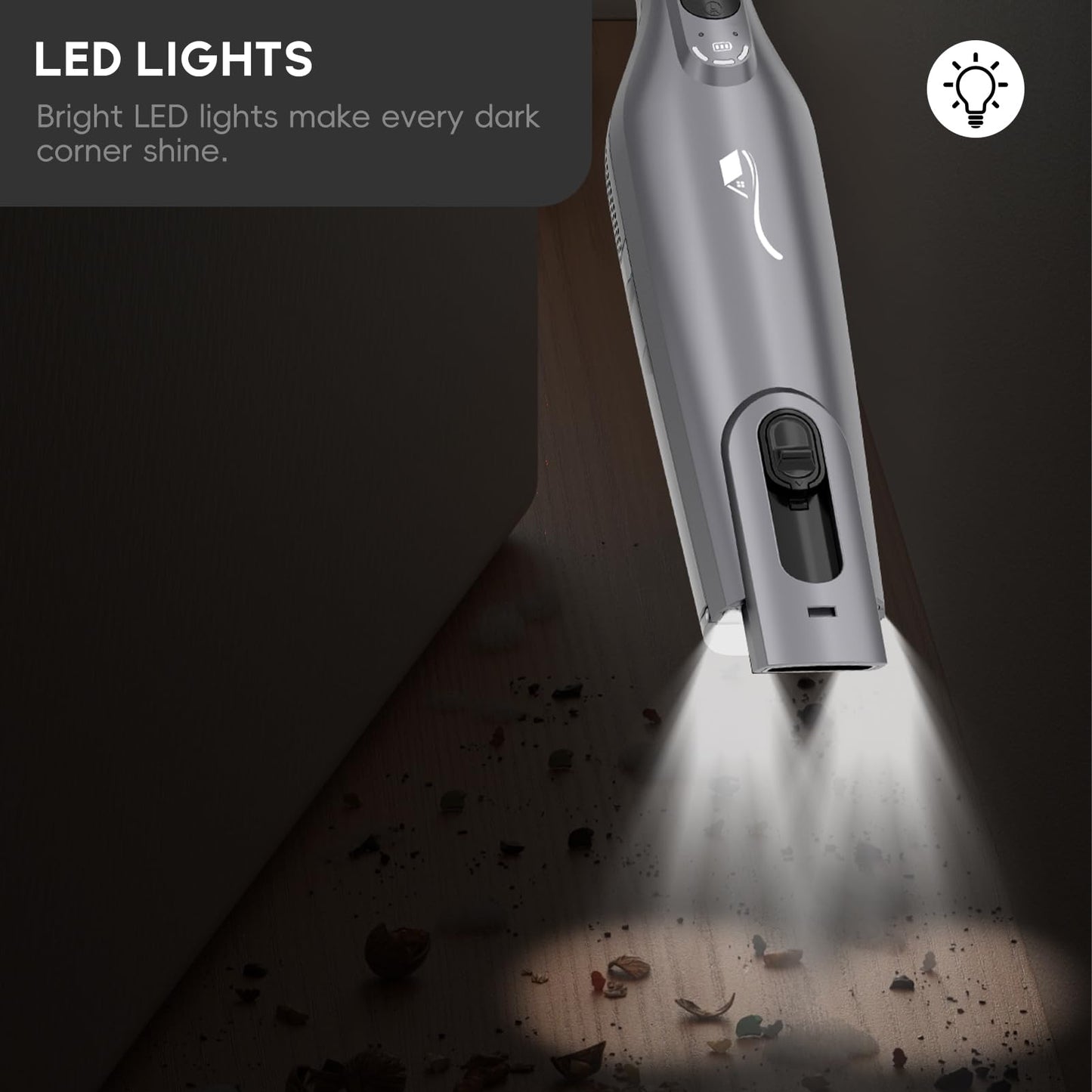 AYONTIN Cordless Handheld Vacuum, Lightweight Portable Hand Vacuum Cleaner with LED Light,Rechargeable Hand Held Vacuum with Charging Dock, Powerful Suction for Office, Home,Car,Silver