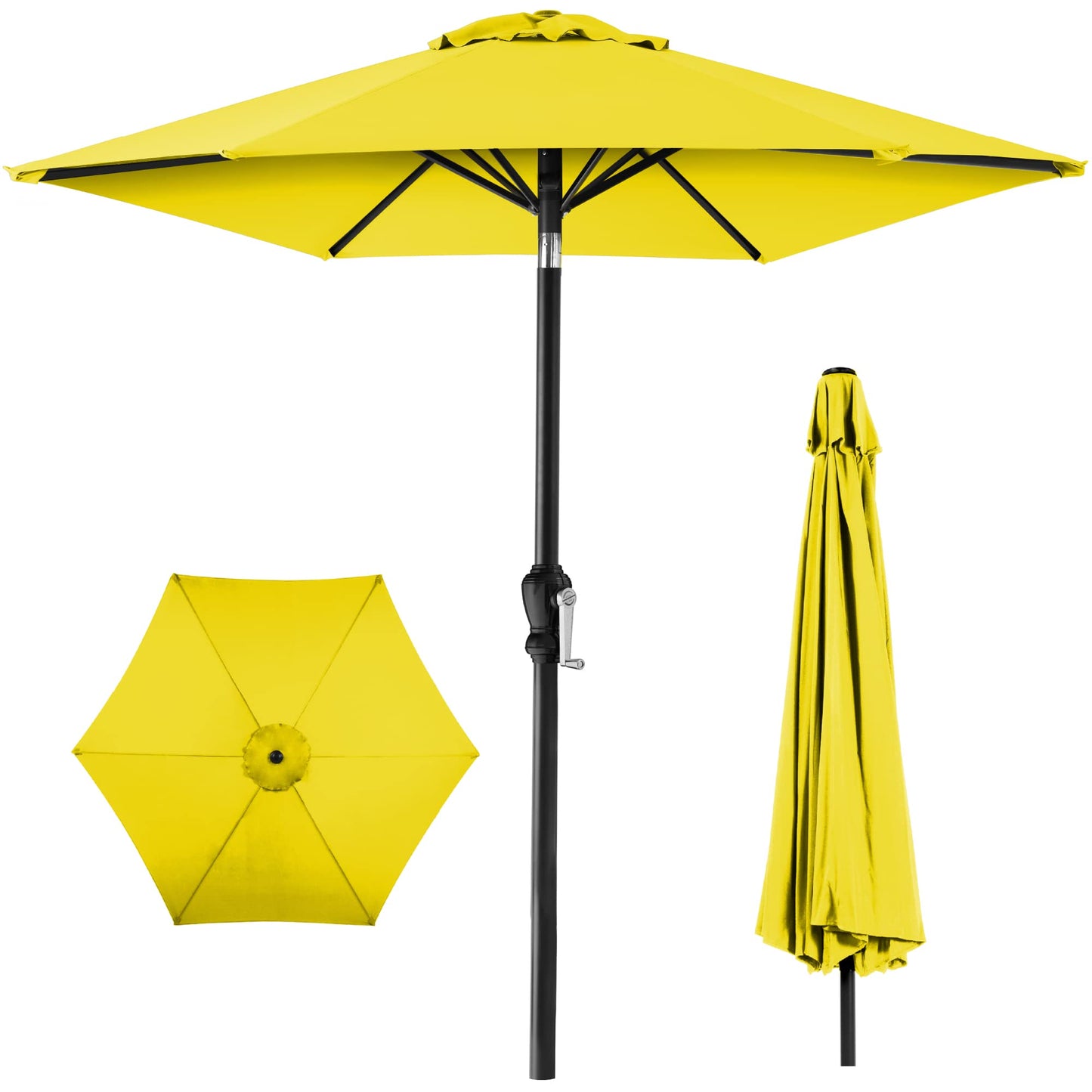 Best Choice Products 10ft Outdoor Table Compatible Steel Polyester Market Patio Umbrella w/Crank and Easy Push Button Tilt - Yellow