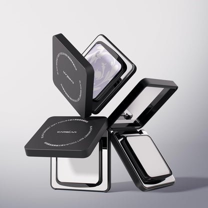 CARSLAN 2.0 Black Magnet Soft Focus Powder, Waterproof Translucent Pressed Setting Powder, 24H Longlasting Talc-Free Face Powder, Oil Control Compact Makeup,01 Translucent For Dry&Com Skin, 0.28Oz