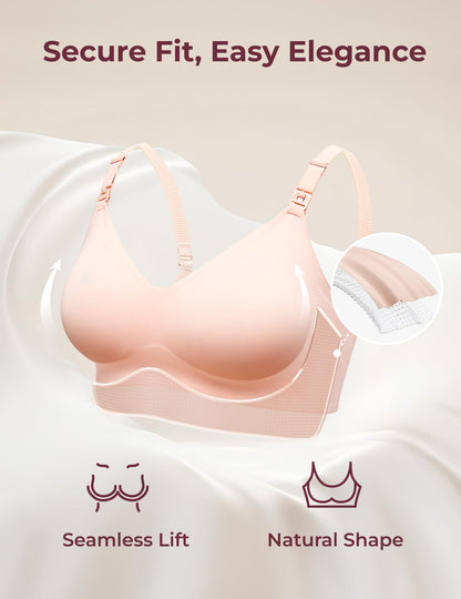 Momcozy Seamless Nursing Bra for Women 2 Pack Comfort Smooth Breastfeeding Maternity Bralette Wireless Pregnancy Bra