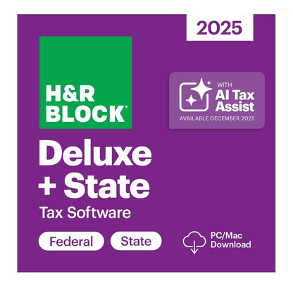 H&R Block Tax Software Deluxe + State 2025 Win/Mac [PC/Mac Online Code]