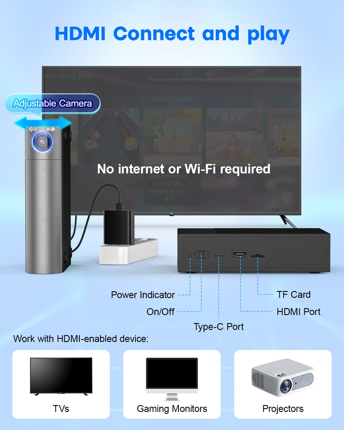 MetFut AR Motion Gaming Console - Plug & Play Video Game System for Kids & Families. Great for Indoor Physical Play, Interactive Family Fun, Game Nights, Playtime and Playdates