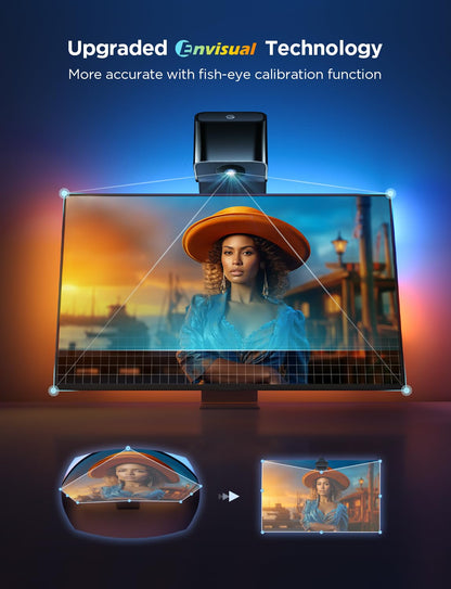 Govee TV Backlight 3 Lite with Fish-Eye Correction Function Sync to 75-85 Inch TVs, 16.4ft RGBICW Wi-Fi LED Strip Lights with Camera, 4 Colors in 1 Lamp Bead, Voice and APP Control, Adapter
