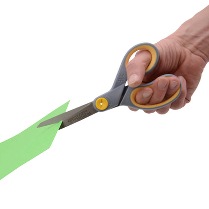 Westcott 8-Inch Titanium-Bonded Scissors with Adjustable Glide Feature for Office and Home - Gray/Yellow, 2-Pack