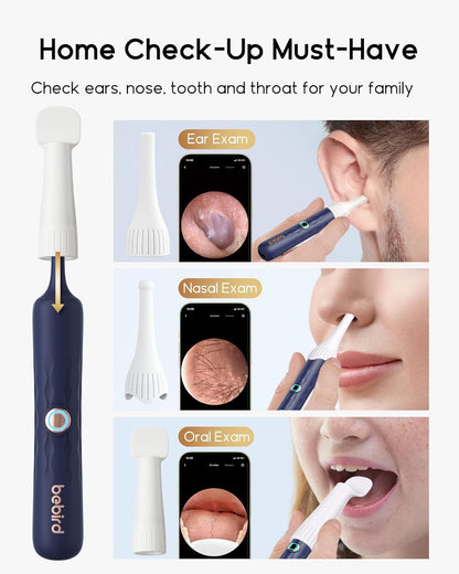 Bebird Earsight Plus Ear Wax Removal Tool Camera, Ear Cleaner with Flexible Wireless Ear Camera Otoscope, Painless Visual Ear Pick Tweezers Wax Remover, Portable Ear Cleaning Kit for Adults/Kids, Blue