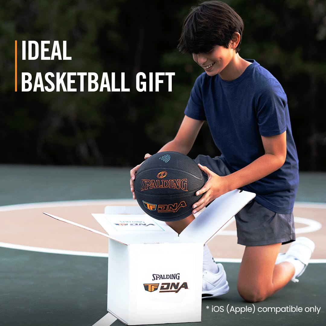 Spalding TF DNA Smart Basketball + 1 Yr App Subscription Bundle I iOS Compatible Only I All Surface Material