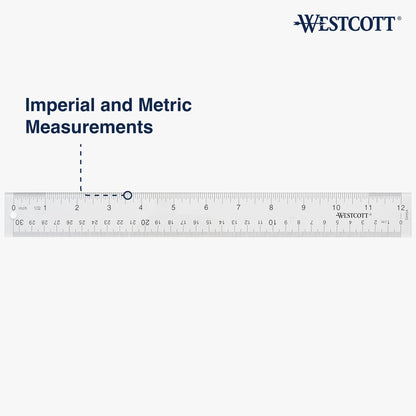 Westcott 10562 Acrylic Clear Ruler, 12 in