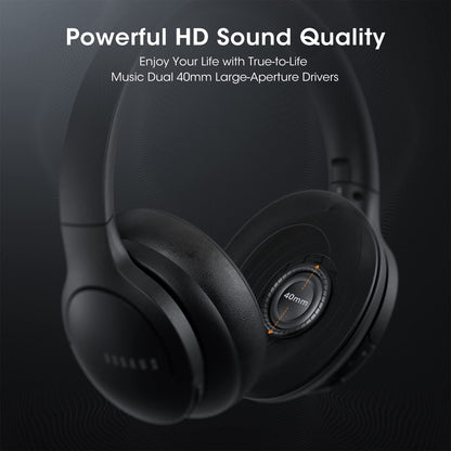 DOQAUS 𝐔𝐩𝐠𝐫𝐚𝐝𝐞𝐝 Bluetooth Headphones Over Ear, 90H Playtime Bluetooth 5.3 Wireless Headphones 3 EQ Modes, Built-in HD Mic, HiFi Stereo Sound,Deep Bass,Memory Foam Ear Cups for Phone/PC