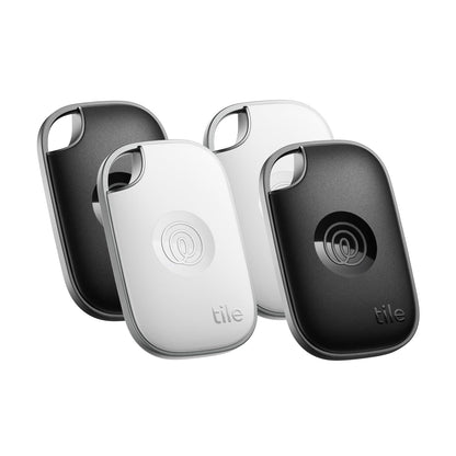 Tile by Life360 Pro (2024) - Powerful Bluetooth Tracker, Key Finder and Item Locator for Keys Bags, and More. Both iOS and Android Compatible. Phone Finder. 4-Pack (Black/White)