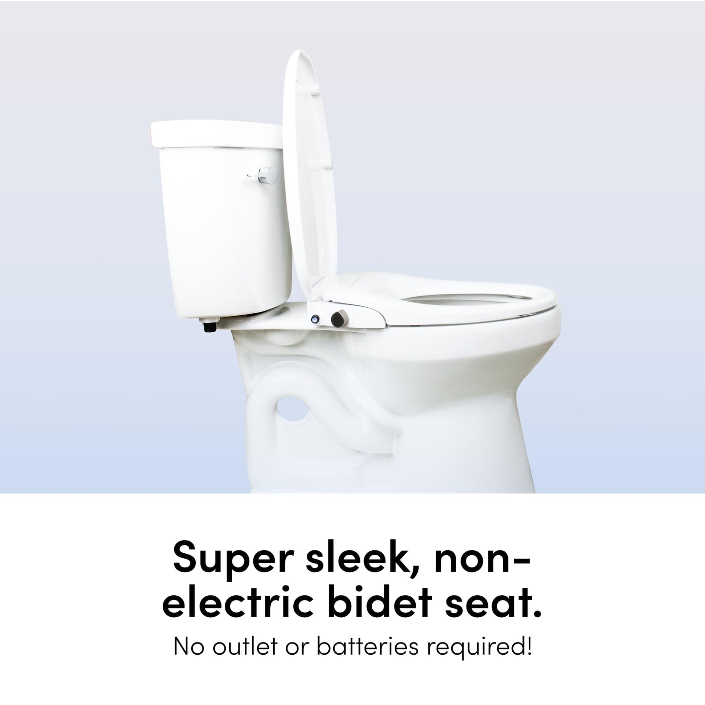 TUSHY Wave Non-Electric Bidet Toilet Seat | Sleek Elongated Design, Quick-Release for Easy Cleaning | DuoFlow Front & Rear Wash, Soft-Close Lid, Self-Cleaning Nozzle, 10-Min DIY Install, Platinum Knob