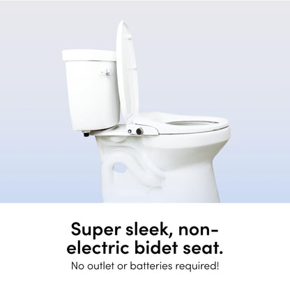 TUSHY Wave Non-Electric Bidet Toilet Seat | Sleek Elongated Design, Quick-Release for Easy Cleaning | DuoFlow Front & Rear Wash, Soft-Close Lid, Self-Cleaning Nozzle, 10-Min DIY Install, Platinum Knob