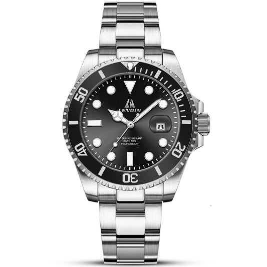 LN LENQIN Mens Watches Stainless Steel Waterproof Analog Quartz Watch for Men with Date Luminous Fashion Wristwatch