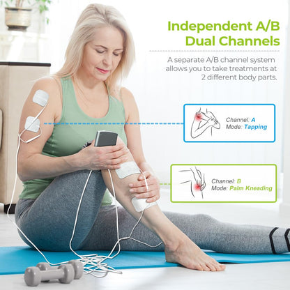 AUVON Dual Channel TENS Unit Muscle Stimulator Machine with 20 Modes, 2" and 2"x4" TENS Unit Electrode Pads