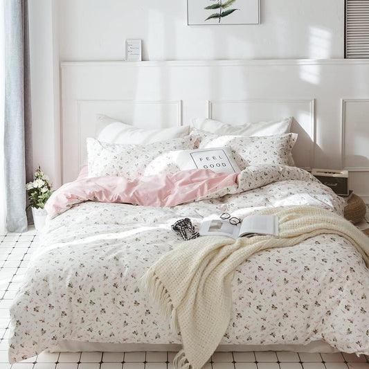 BUPIRD King Size Floral Comforter 3 Pieces Soft Cute Floral Bedding Comforter Sets Garden Style Pink Flower Print Botanical Flowers Comforter Set for All Seasons 1 Comforter and 2 Pillowcases