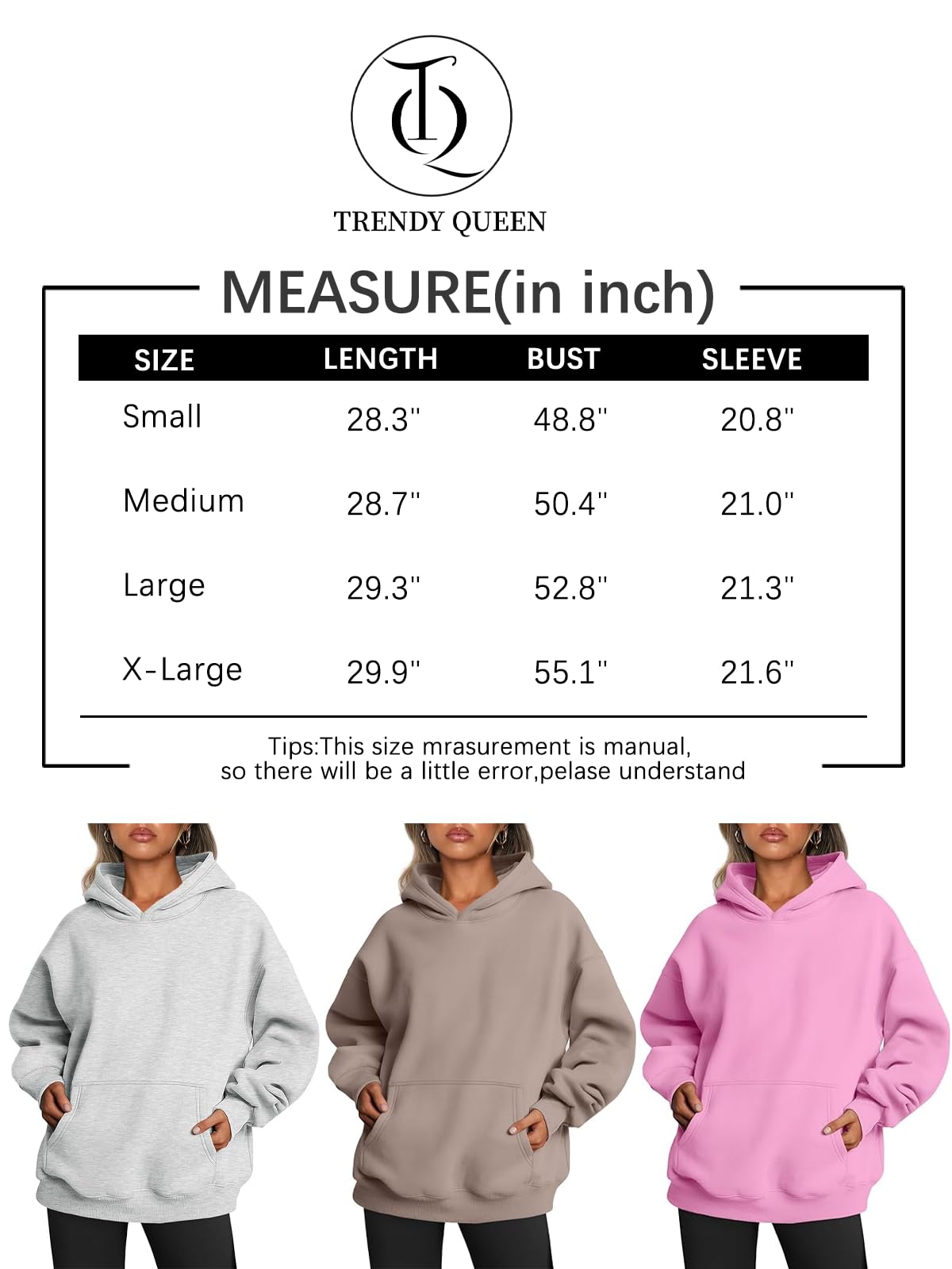 Trendy Queen Womens Oversized Hoodies Fleece Sweatshirts Long Sleeve Sweaters Pullover Fall Outfits CoffeeGrey S